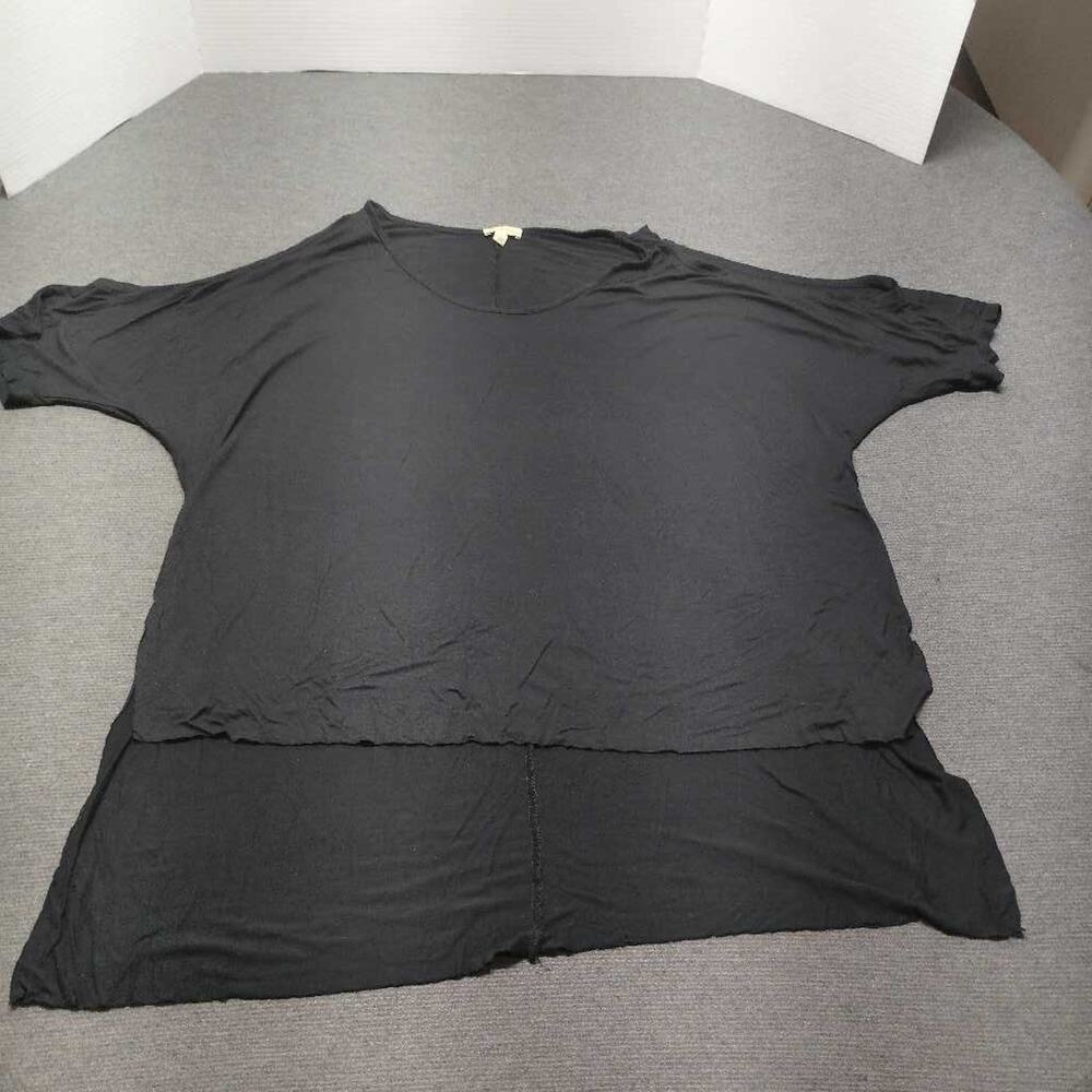 Lucy White Black Rayon Oversized Hi-Low Tunic Top XL Made in USA